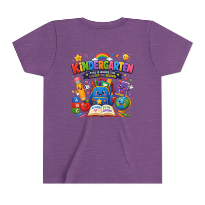 Kindergarten Kids T‑Shirt — 'Kindergarten: This Is Where the Fun Begins' Colorful Back-to-School Tee