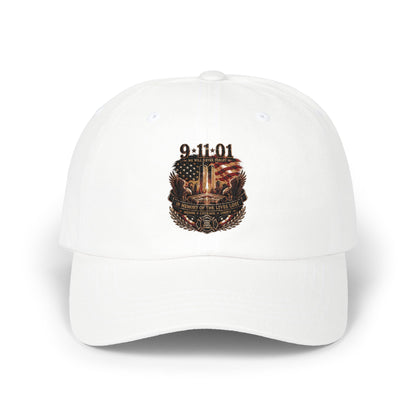 9·11·01 Memorial Dad Cap — American Flag Twin Towers Tribute Hat