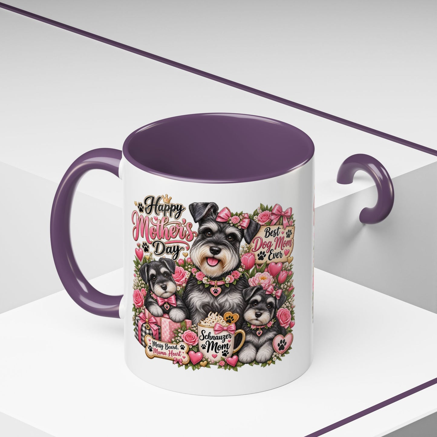 Mother's Day Schnauzer Coffee Mug — "Best Dog Mom Ever" Accent Mug (11/15oz)
