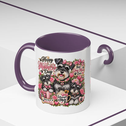 Mother's Day Schnauzer Coffee Mug — "Best Dog Mom Ever" Accent Mug (11/15oz)