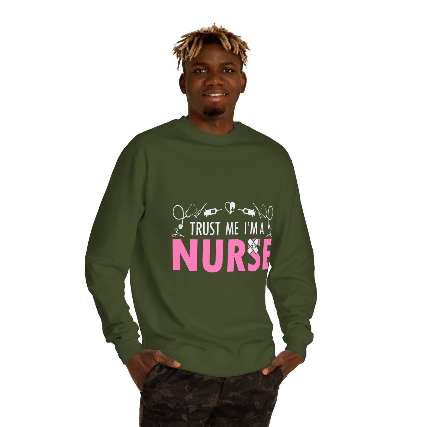 Trust Me I’m A Nurse Crewneck Sweatshirt — Cute Pink Nurse Graphic Pullover
