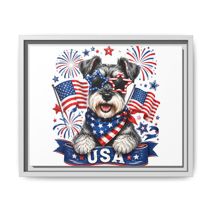 USA Patriotic Schnauzer Canvas Print — 4th of July Wall Art