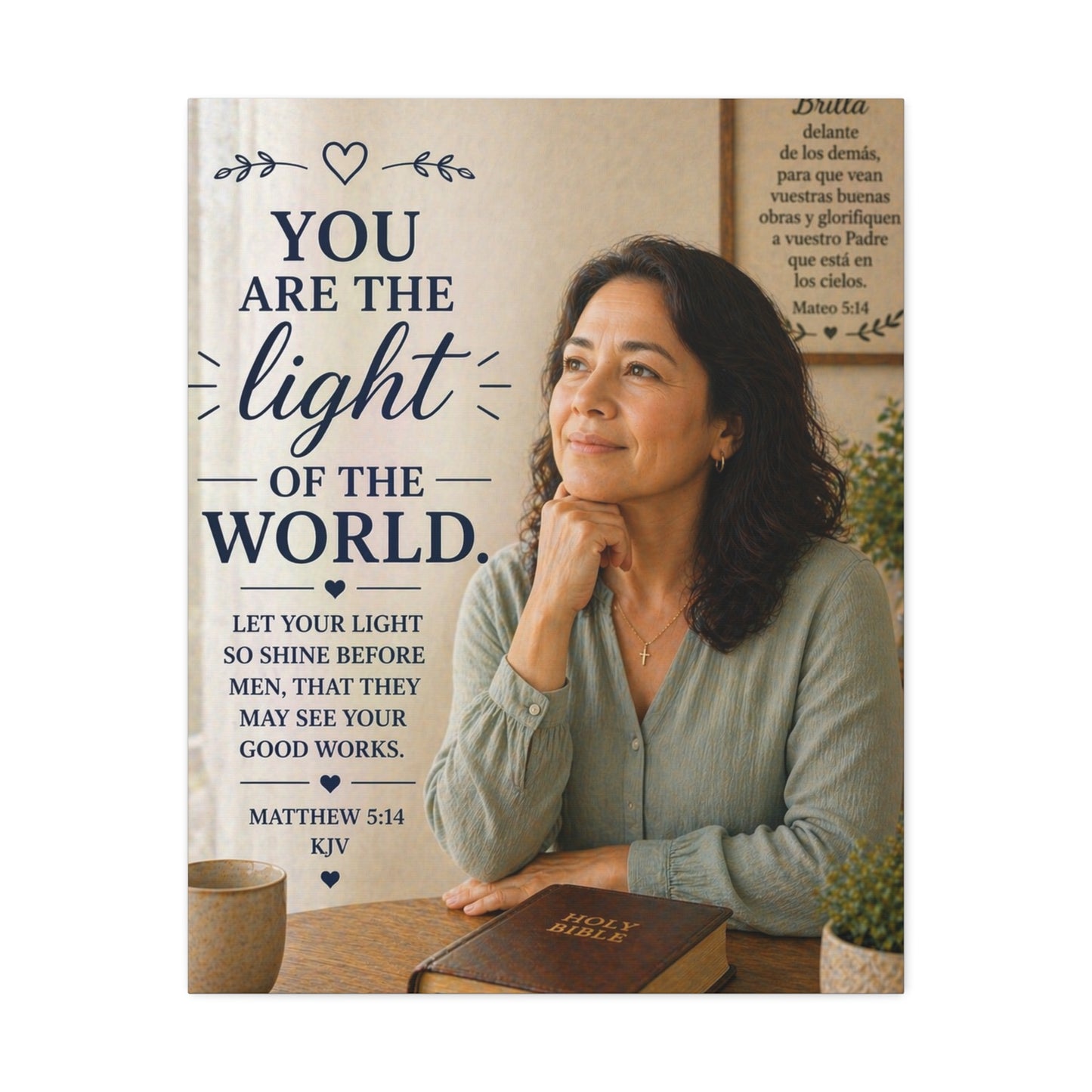 Stretched Canvas - "You Are the Light of the World" Inspirational Scripture Wall Art (Matthew 5:14, KJV)