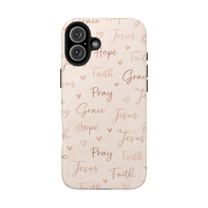 Pray Grace Hope Phone Case | Christian Floral iPhone Case