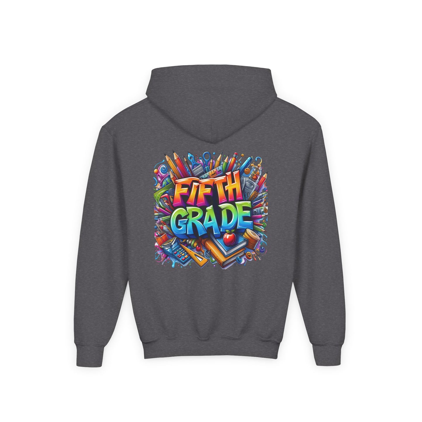 Fifth Grade Kids Hoodie - Colorful School Supplies Back-to-School Sweatshirt