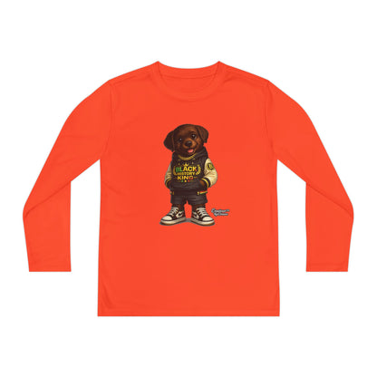 Youth Long Sleeve Tee — 'Lil Black Lab' Cute Puppy Graphic Shirt