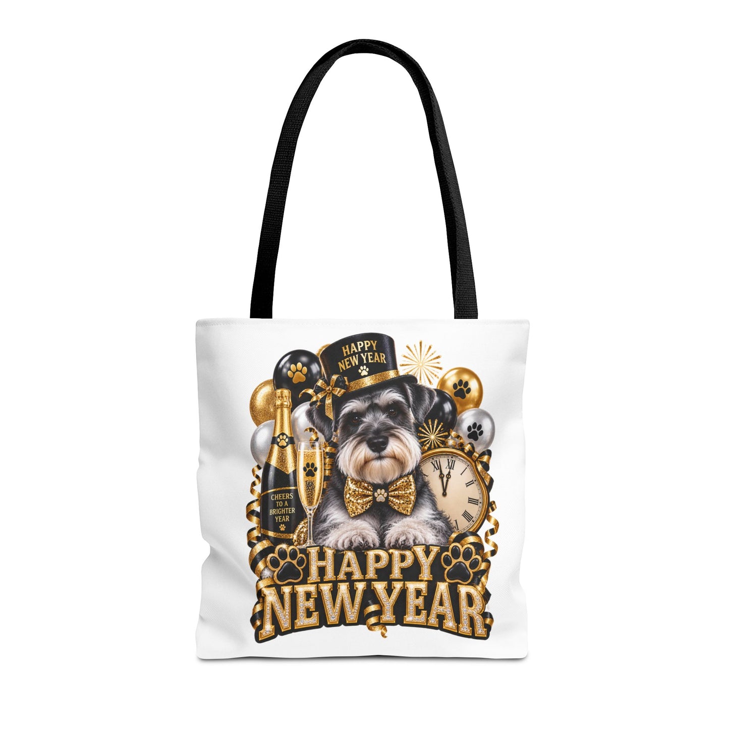 New Year Puppy Tote - Happy New Year Schnauzer Party Bag
