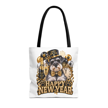 New Year Puppy Tote - Happy New Year Schnauzer Party Bag