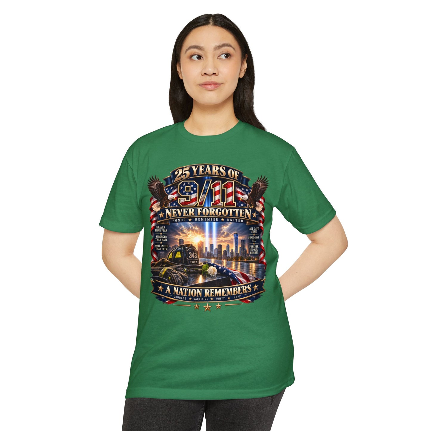 9/11 Memorial T-Shirt – "25 Years of 9/11 Never Forgotten" Tribute Tee