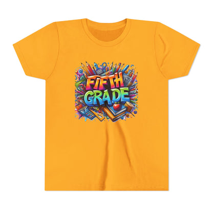 Fifth Grade Kid's Tee - Colorful School Supplies Back to School T-Shirt