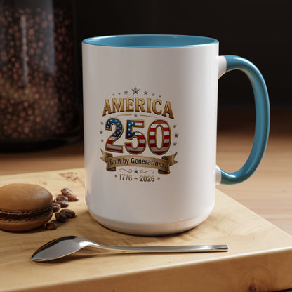 America 250 Coffee Mug — Patriotic 1776–2026 Anniversary Accent Mug