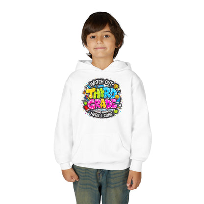 Third Grade Hoodie — "Watch Out Third Grade Here I Come" Kids Back-to-School Sweatshirt