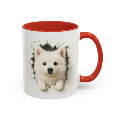 White Samoyed Puppy Accent Coffee Mug — Cute Dog Breakthrough Design (11/15 oz)