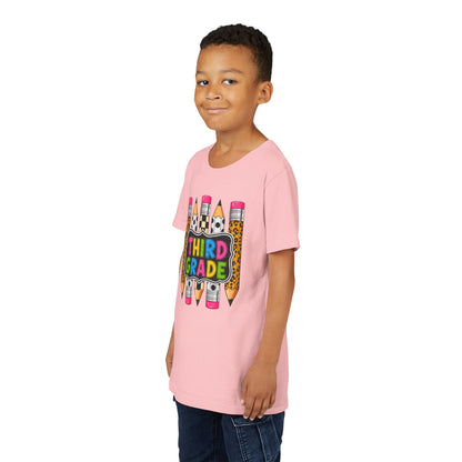 Third Grade Youth T-Shirt — Colorful Pencil Back-to-School Tee