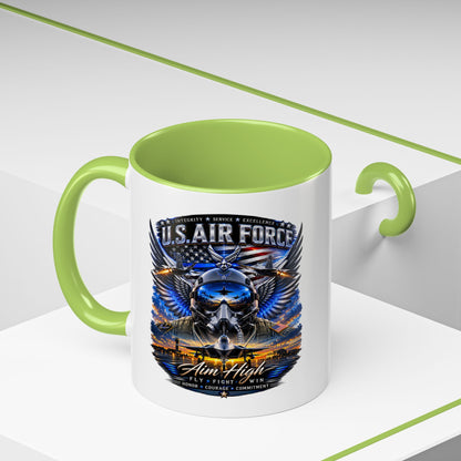 U.S. Air Force Eagle Coffee Mug — "Aim High" Accent 11/15oz