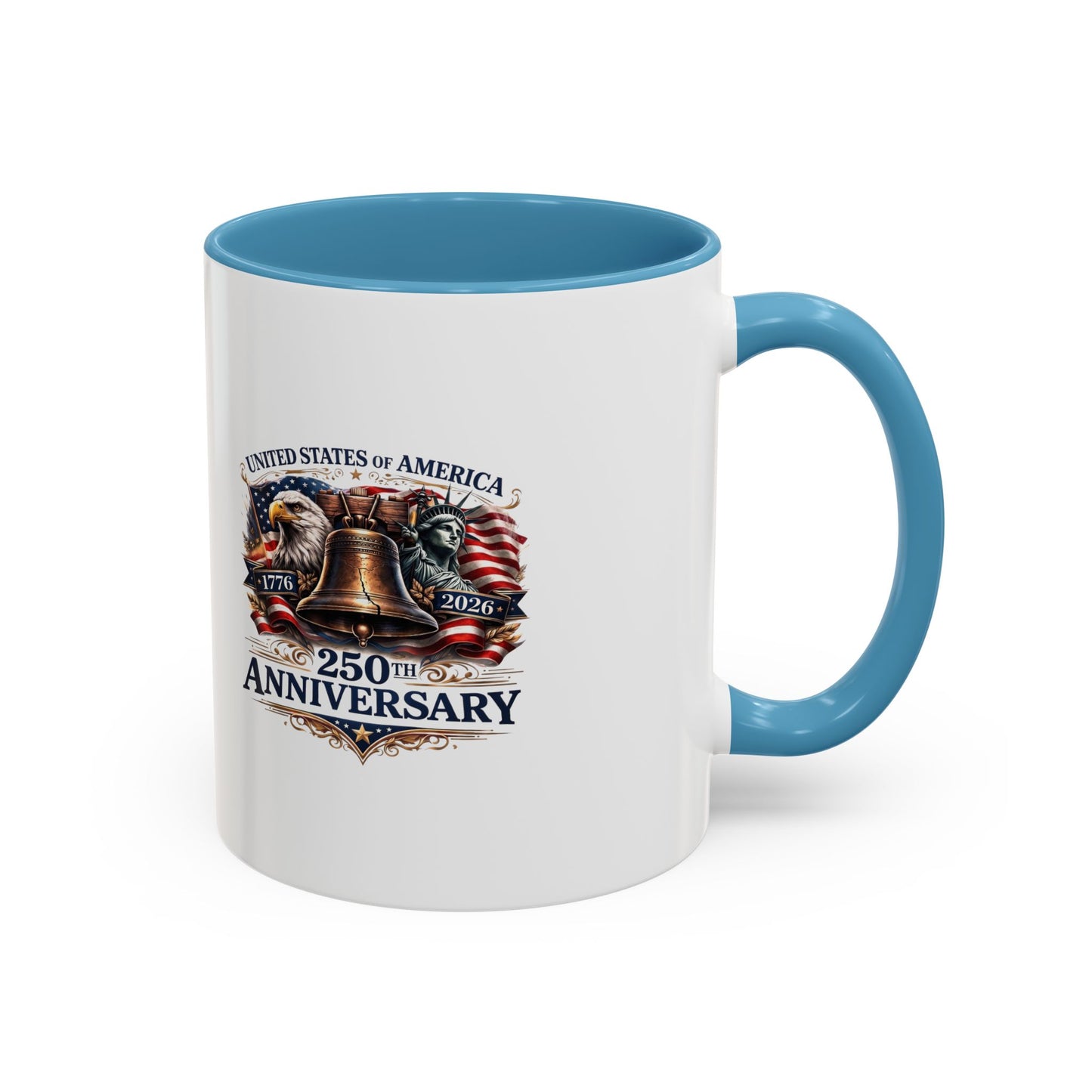 250th Anniversary Accent Coffee Mug — Patriotic United States Bell & Eagle Design (11/15 oz)