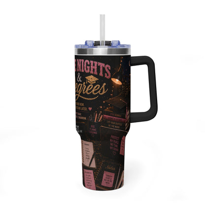 Late Night & Degrees 40oz Vacuum Tumbler — Study Fuel Travel Mug