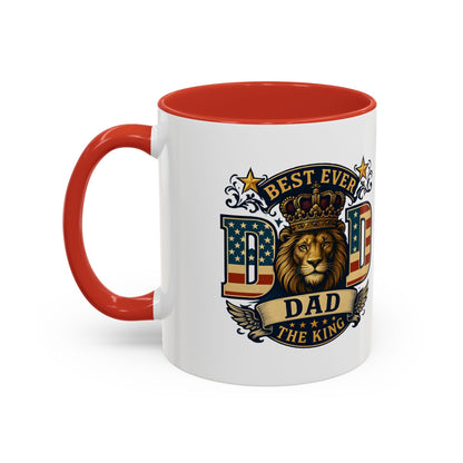 Best Ever Dad Coffee Mug — 'Dad the King' Lion Accent Mug (11/15oz)