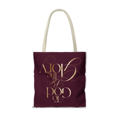 To God Be The Glory Burgundy Tote Bag — Inspirational Christian Scripture Tote
