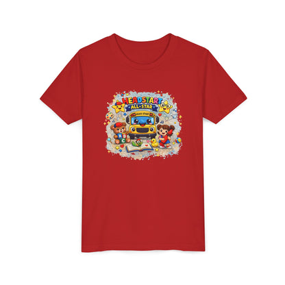 Youth Tee — "Headstart All-Star" Cute School Bus & Characters Back-to-School Shirt