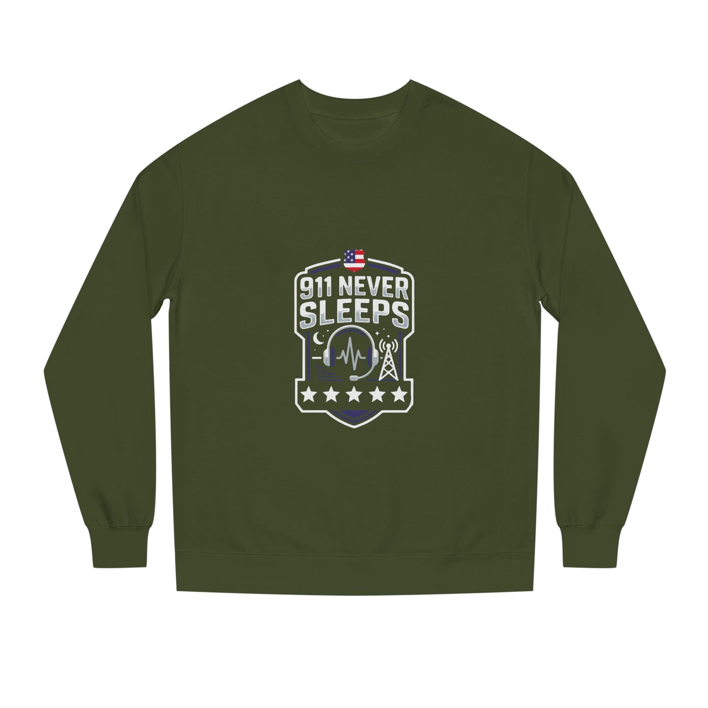 911 Never Sleeps Sweatshirt – Emergency Dispatcher & First Responder Tribute Crewneck