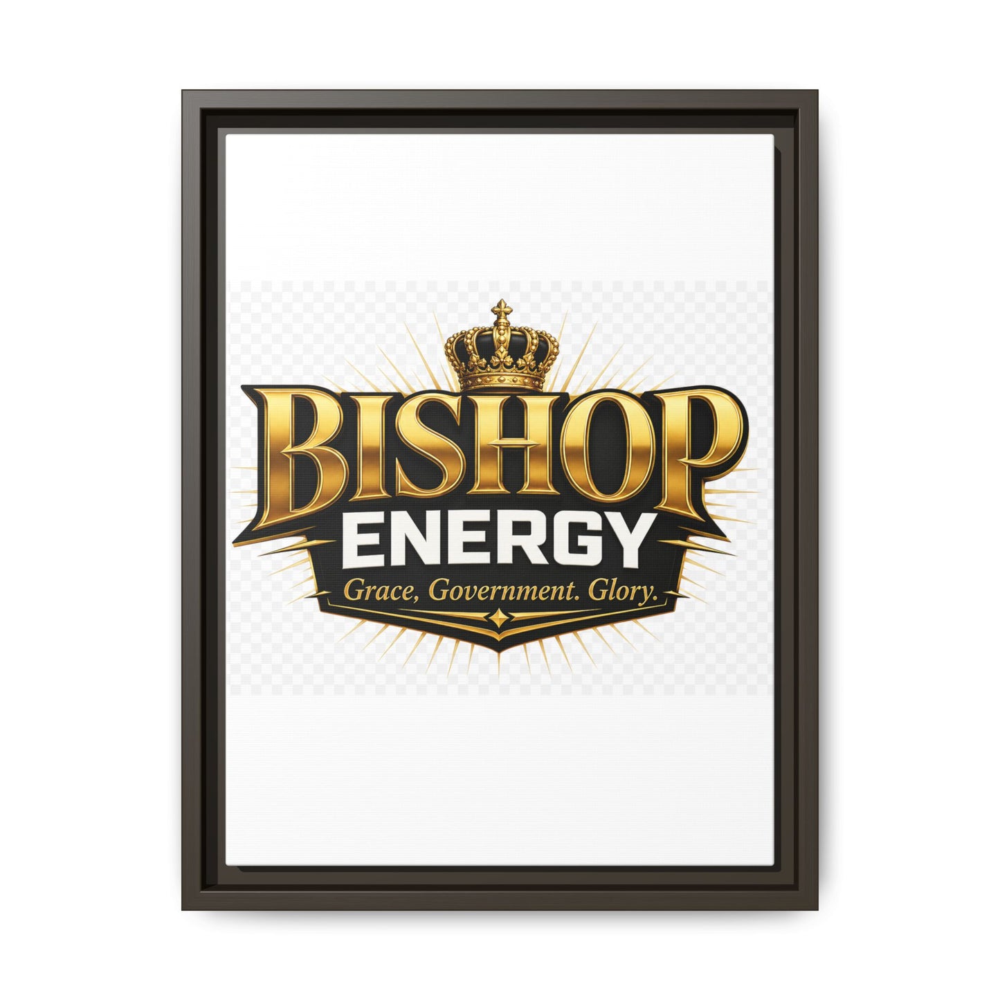 Framed Canvas Art - "Bishop Energy" Gold Crown Logo (Matte)