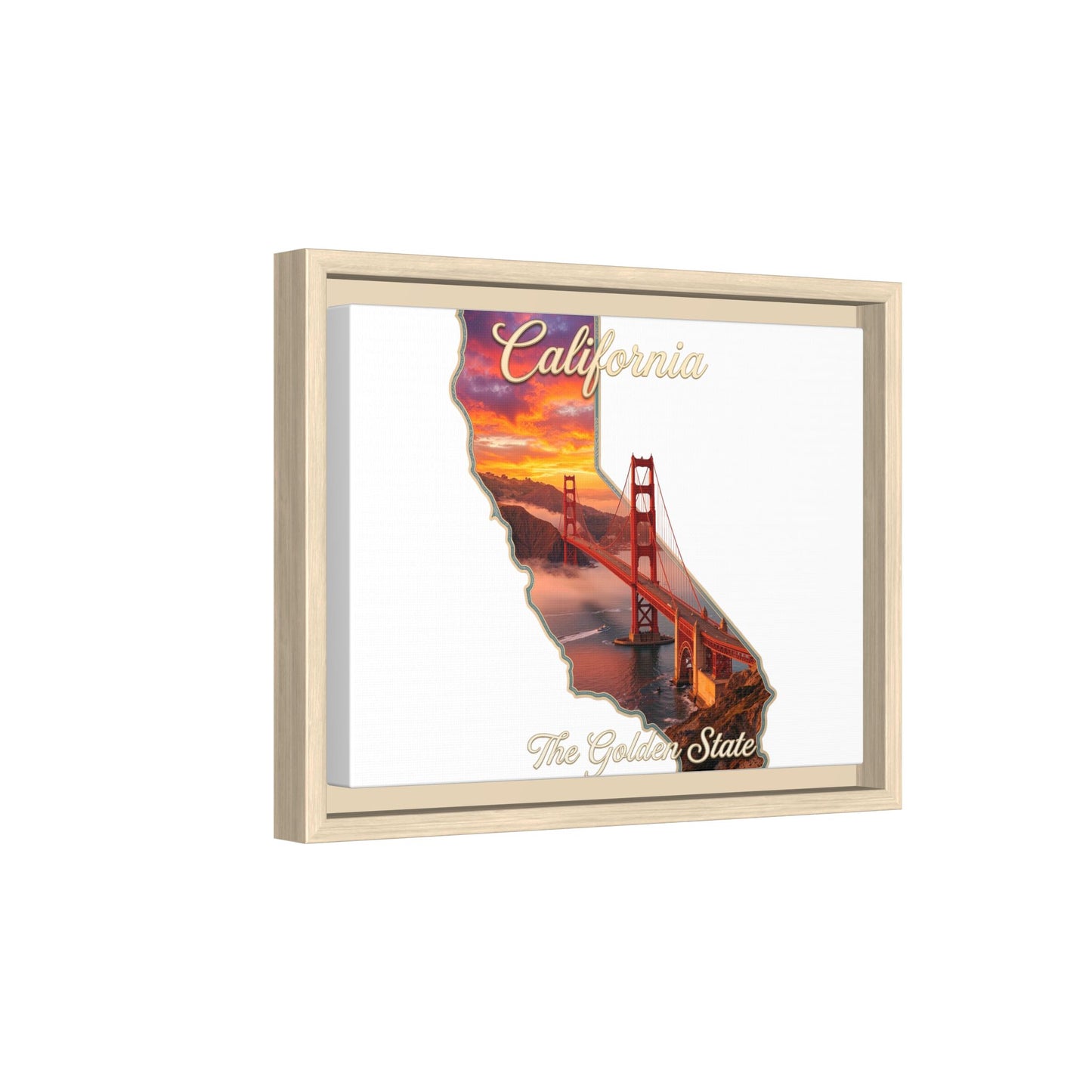 California Golden Gate Map Matte Canvas Print (Framed)