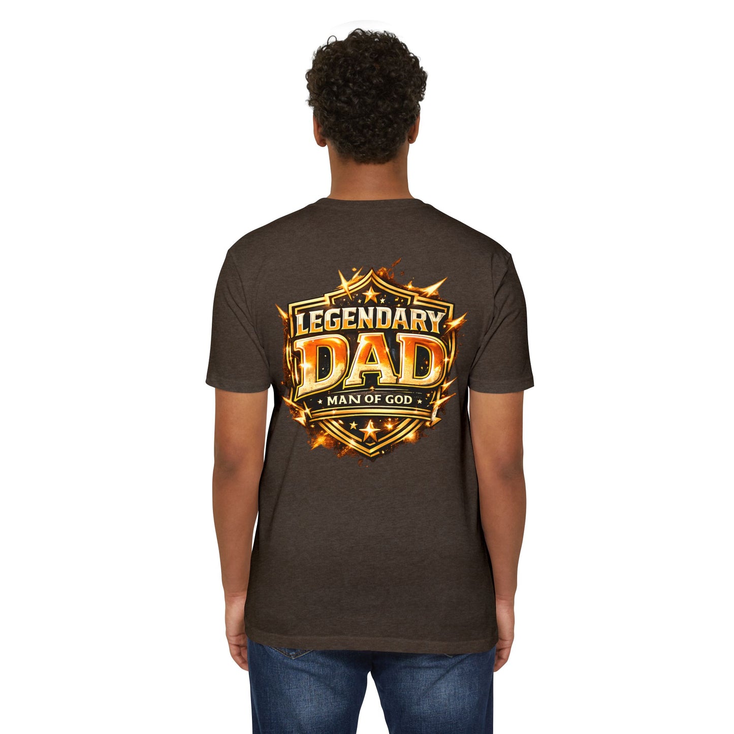 Legendary Dad T-Shirt – "Man of God" Shield Design