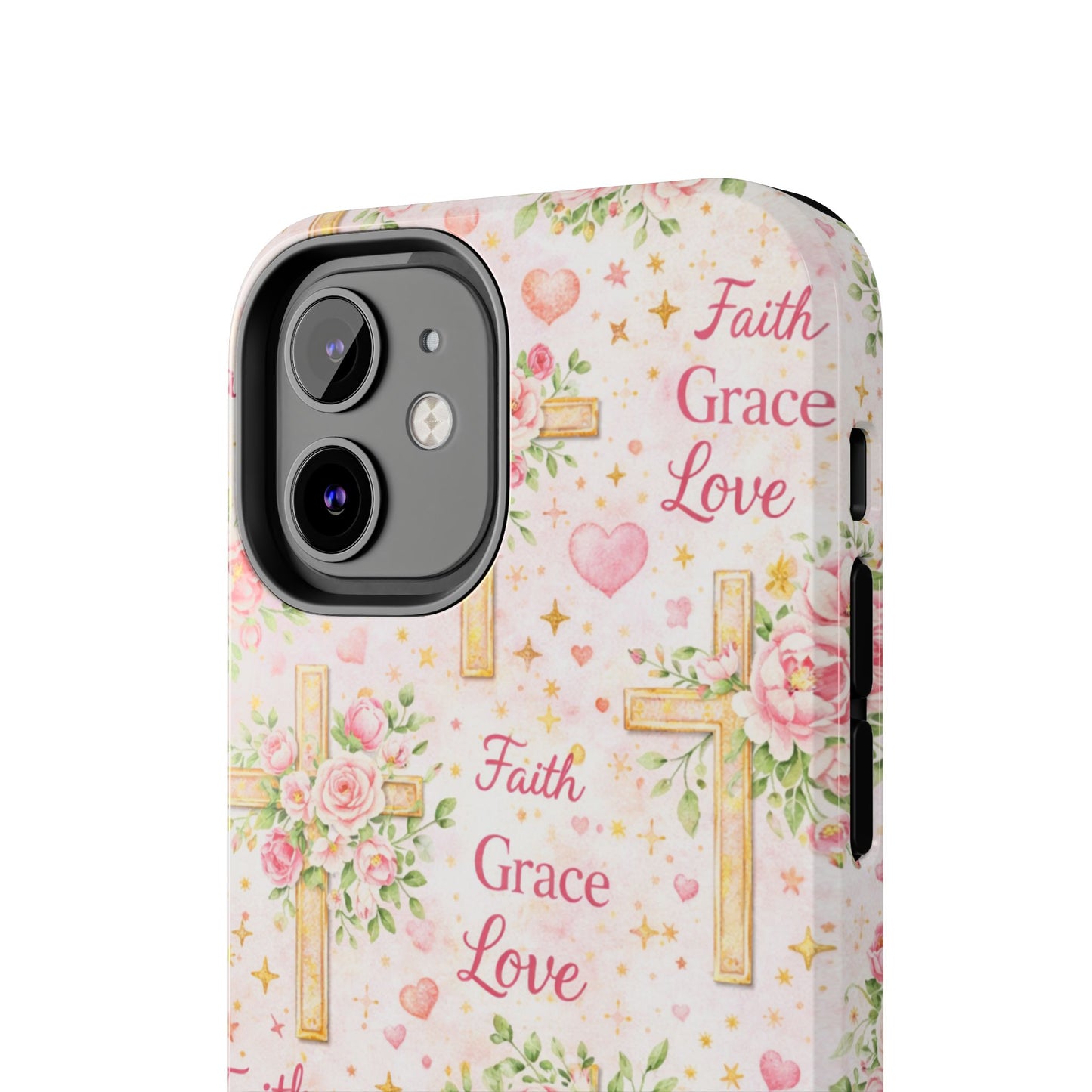 Faith Grace Love Cross Phone Case | Christian Floral iPhone Case
