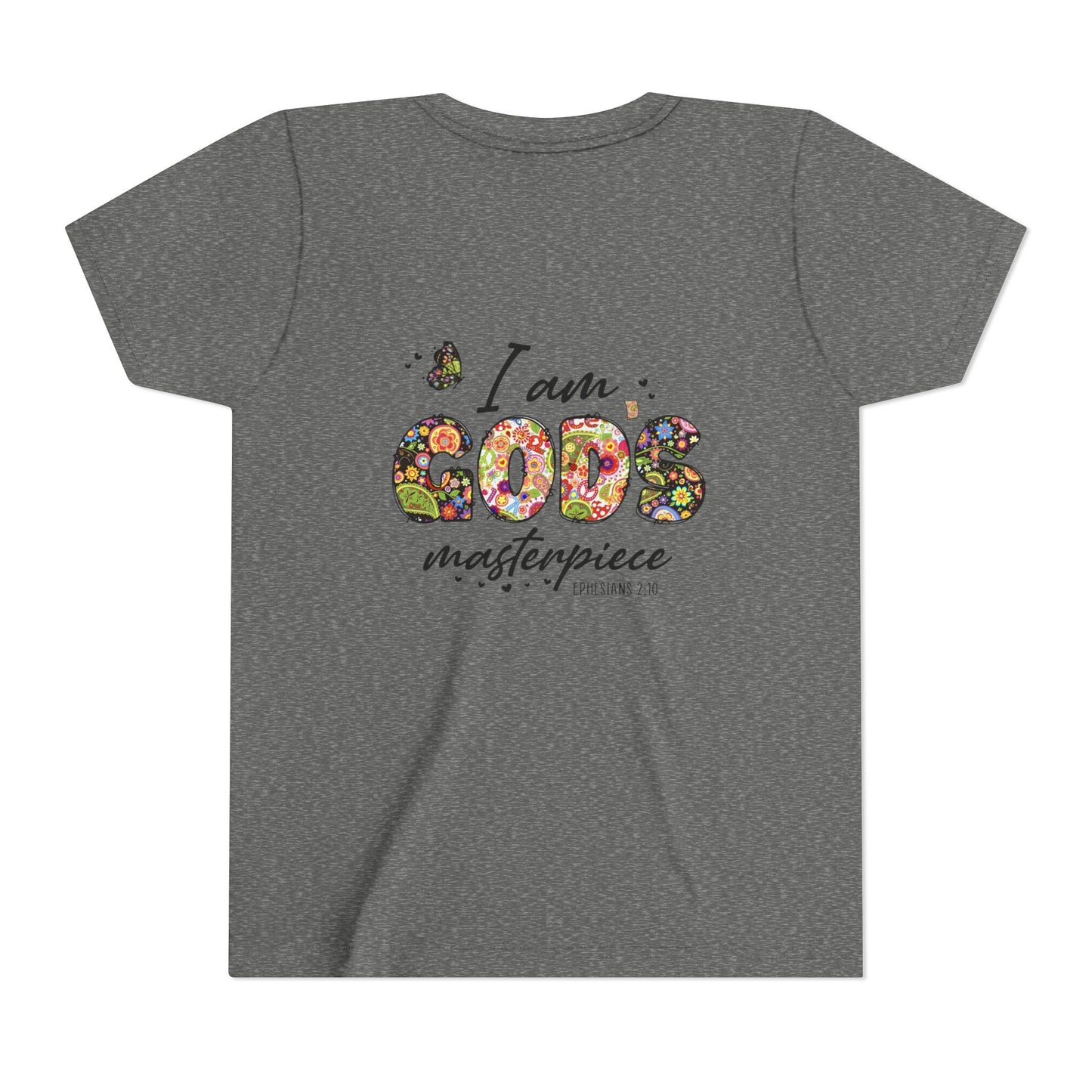 I Am God’s Masterpiece Youth Tee — Floral Christian Inspirational Shirt