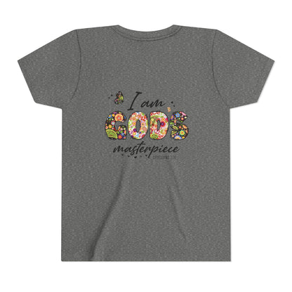 I Am God’s Masterpiece Youth Tee — Floral Christian Inspirational Shirt