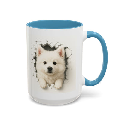 White Samoyed Puppy Accent Coffee Mug — Cute Dog Breakthrough Design (11/15 oz)