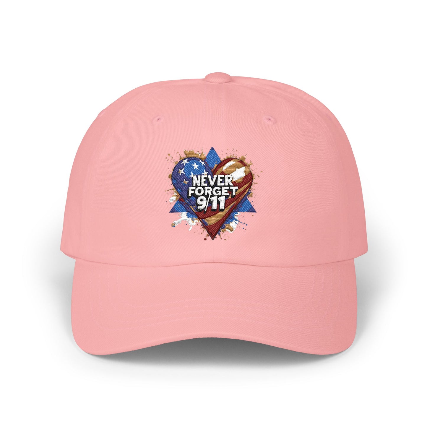 Dad Cap - "Never Forget 9/11" Heart American Flag Tribute Cap