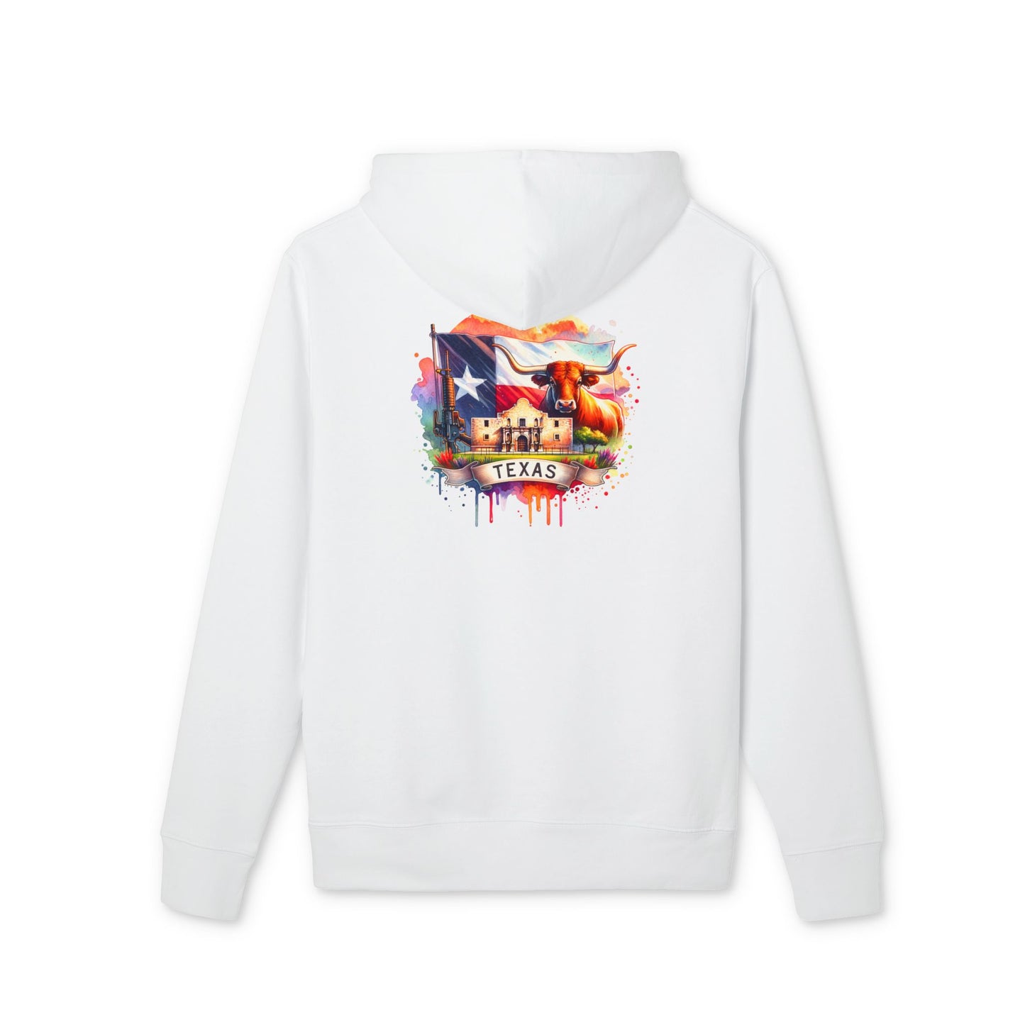 Texas Flag Skull Hoodie — Watercolor Lone Star Texas Pride Pullover