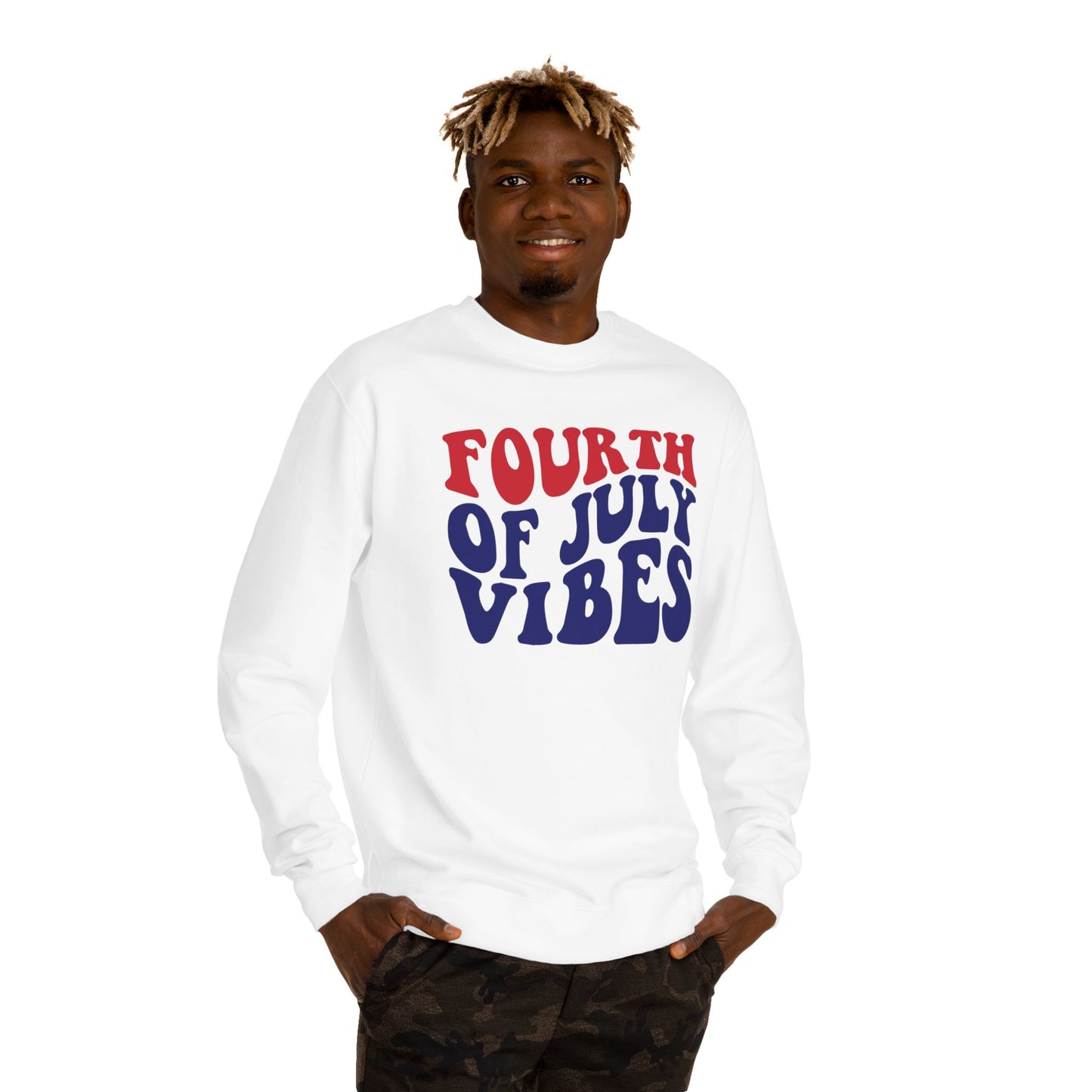 Fourth of July Vibes Sweatshirt — Patriotic Red & Blue Holiday Crewneck