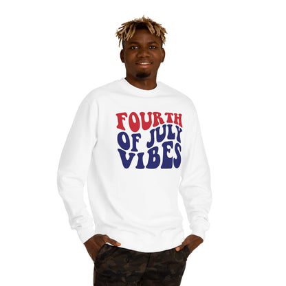 Fourth of July Vibes Sweatshirt — Patriotic Red & Blue Holiday Crewneck