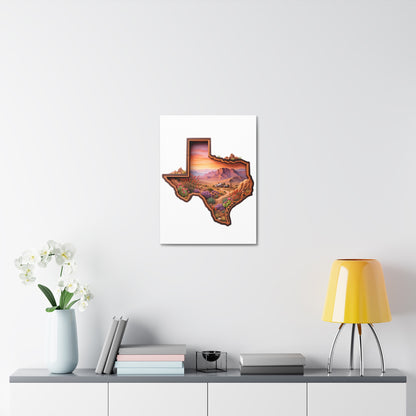 Texas Desert Landscape Stretched Canvas — Sunset State Silhouette Wall Art