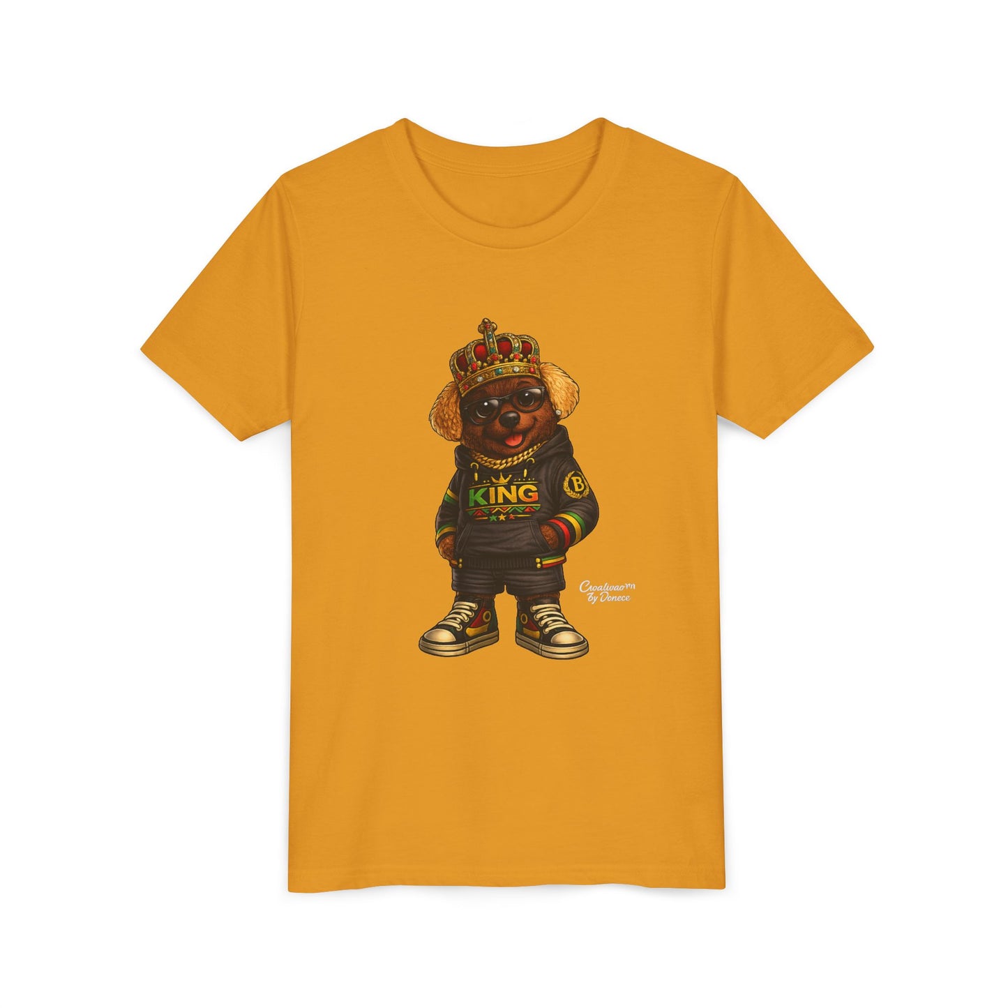 Youth Tee — 'Lil King' Crowned Bear Graphic Shirt