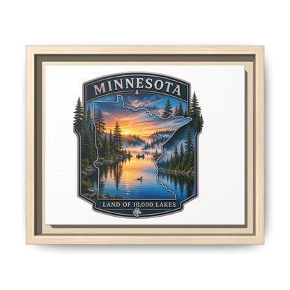 Minnesota Lakes Matte Canvas Print (Framed) — 'Land of 10,000 Lakes' Scenic Wall Art