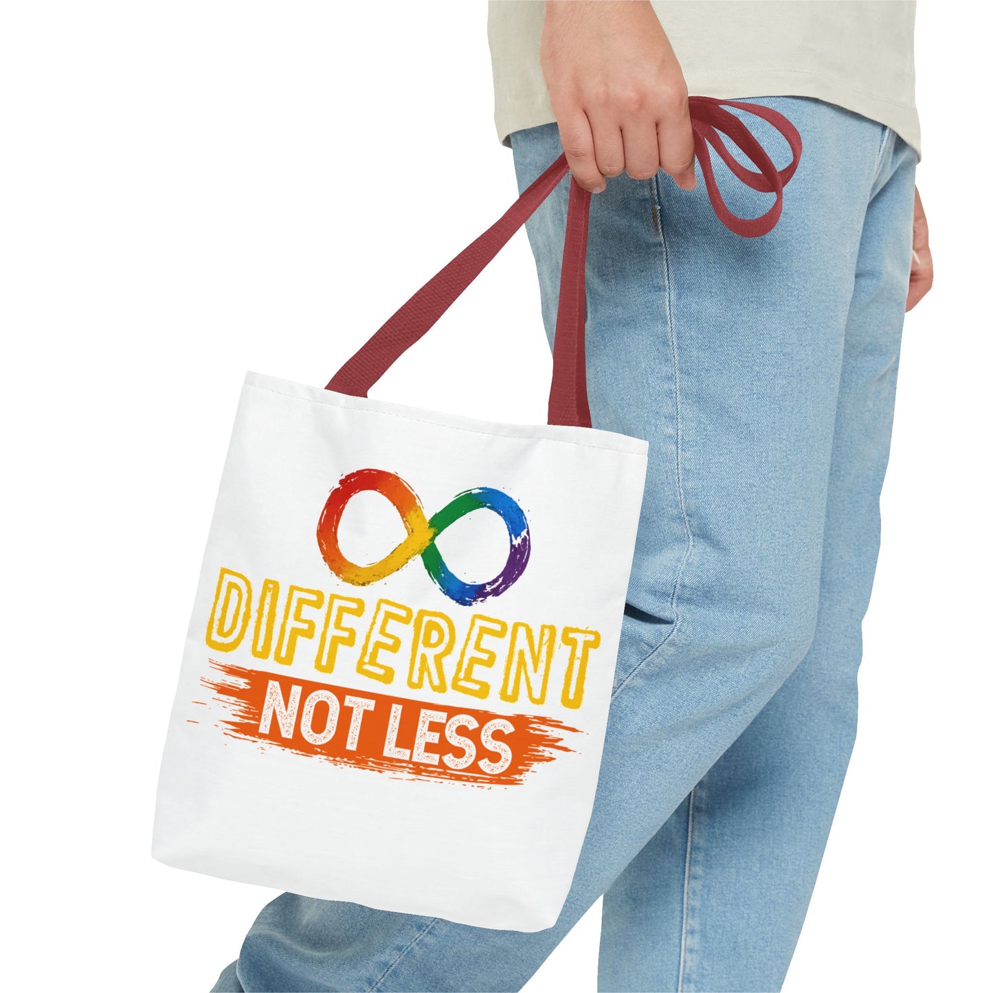 Autism Pride Tote Bag — "Different Not Less" Rainbow Infinity Reusable Shopper