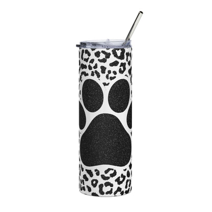 Paw Print Leopard Stainless Steel Tumbler - 20oz Insulated Travel Cup