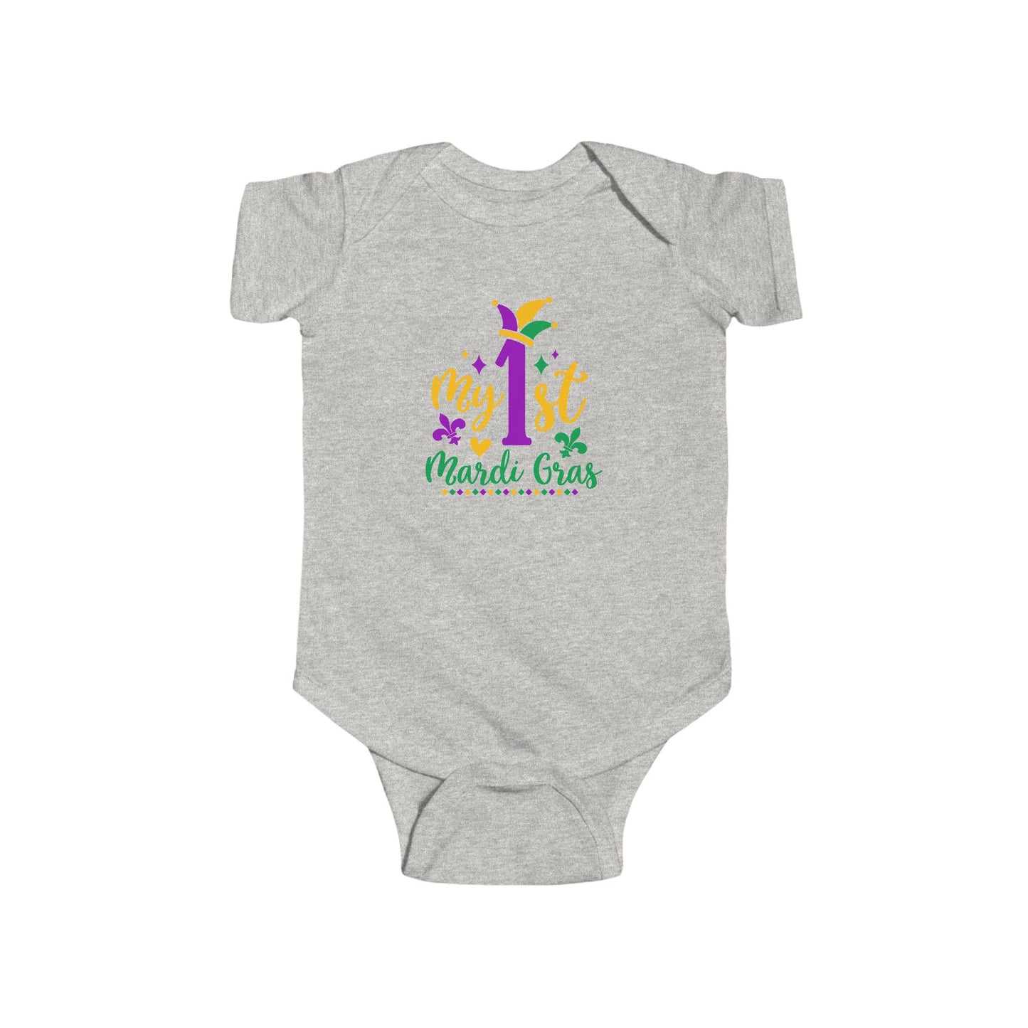 Baby Bodysuit - "My 1st Mardi Gras" Infant One-Piece, Newborn Celebration Outfit