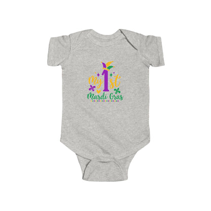 Baby Bodysuit - "My 1st Mardi Gras" Infant One-Piece, Newborn Celebration Outfit