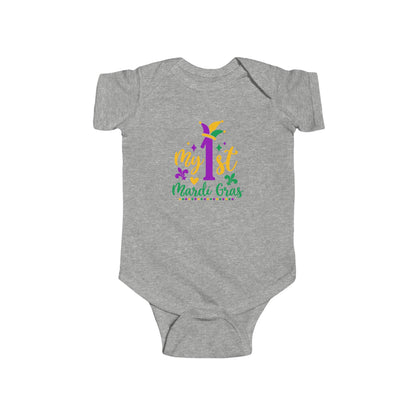 Baby Bodysuit - "My 1st Mardi Gras" Infant One-Piece, Newborn Celebration Outfit