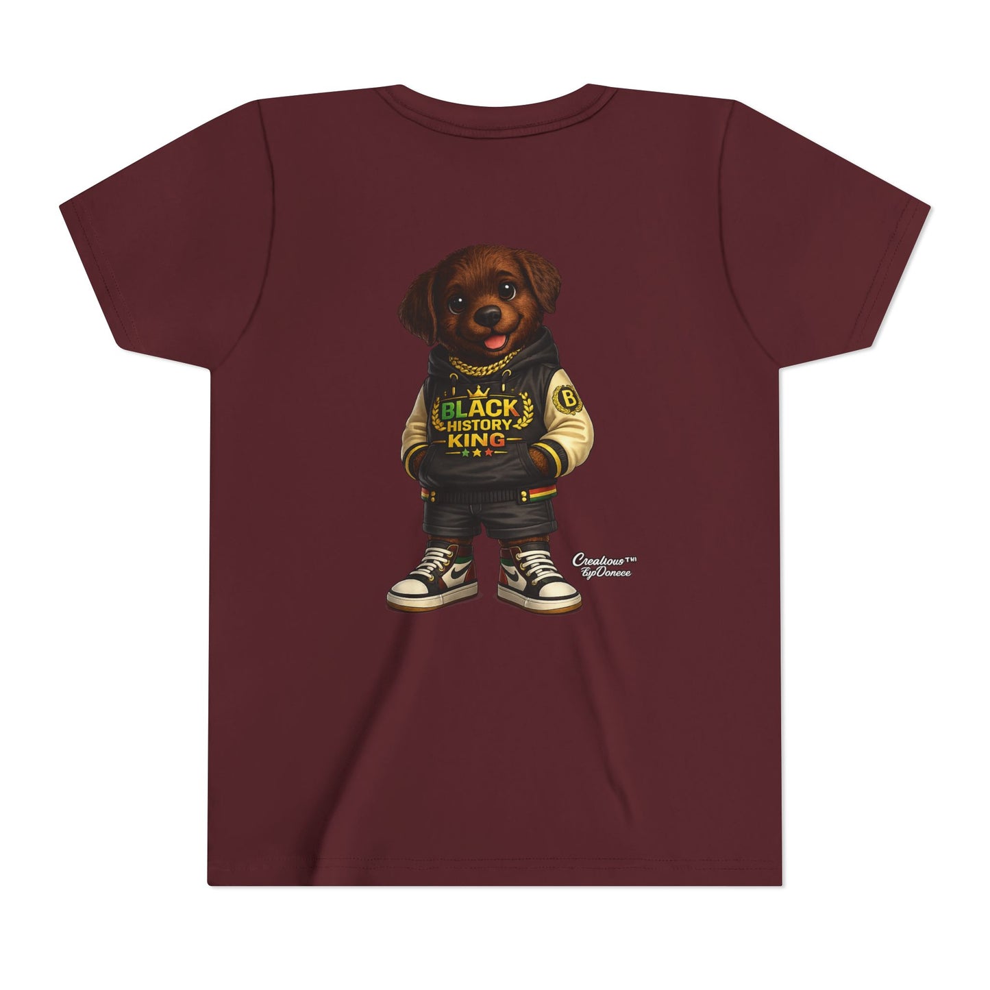 Youth Tee — 'Black History King' Puppy Graphic Shirt