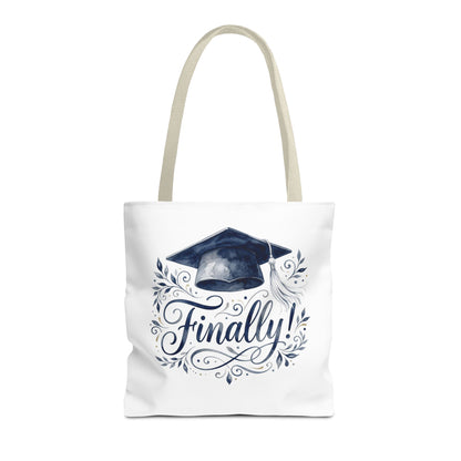 Graduation Tote Bag - "Finally!" Cap & Dove Graduation Gift Tote