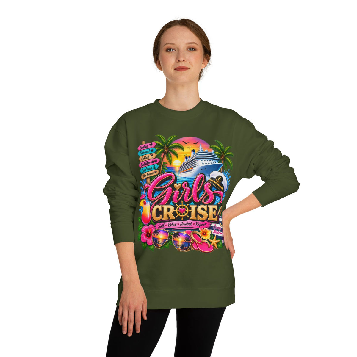 Girls Cruise Sweatshirt — Tropical Bachelorette/Group Vacation Crewneck