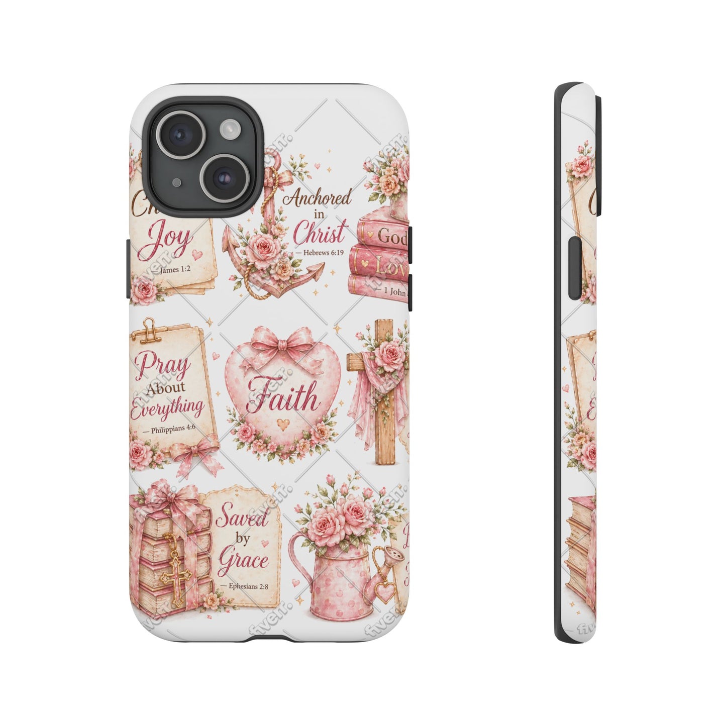 Faith Floral Phone Case – Christian Inspirational Scripture iPhone Cover (Choose Joy, Pray, Faith)