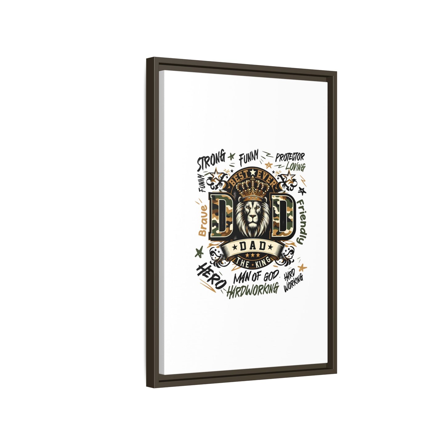 Framed Matte Canvas 'Best Ever DAD' Wall Art – Lion King Design, Father’s Day Gift
