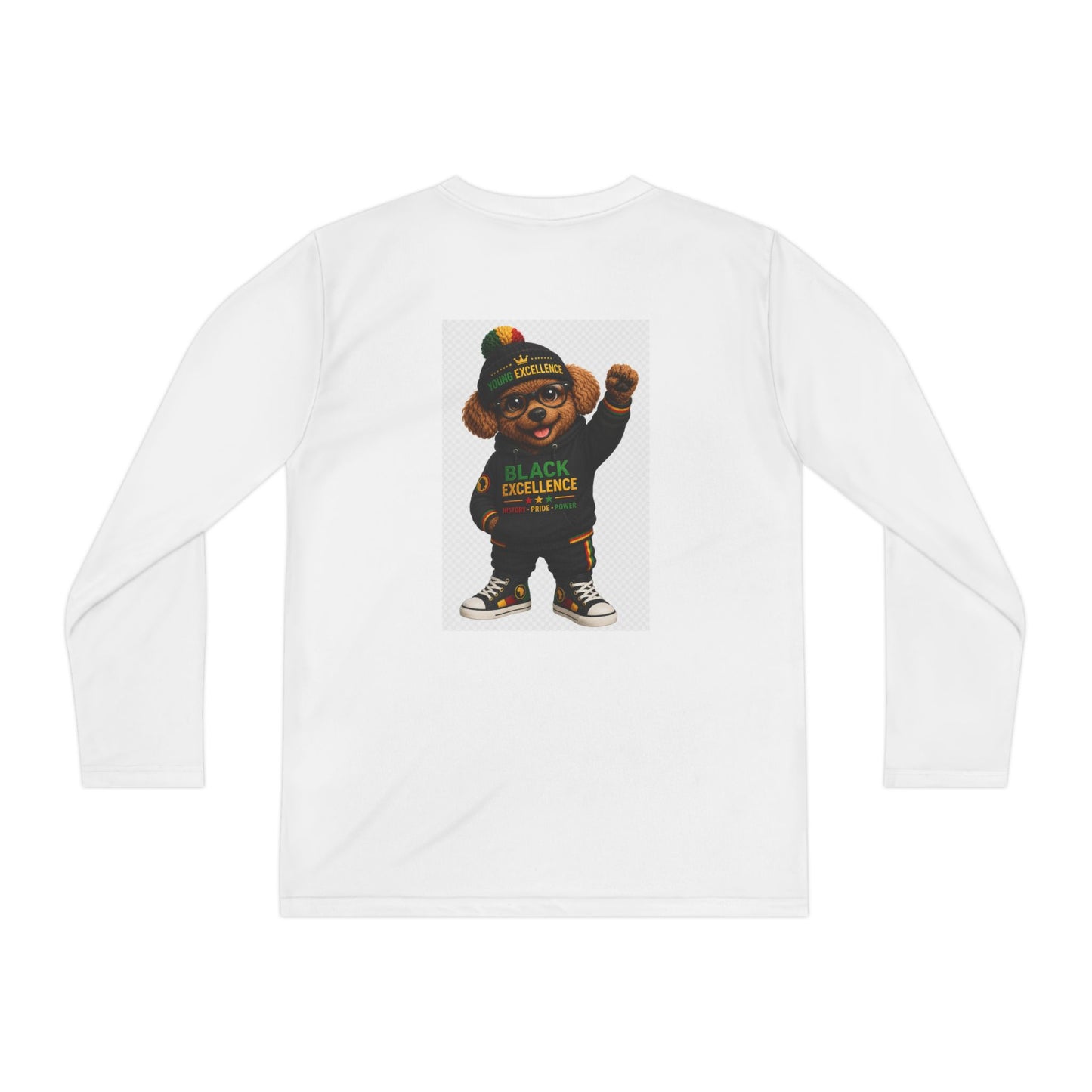 Youth Long Sleeve Tee — Black Excellence Bear Graphic